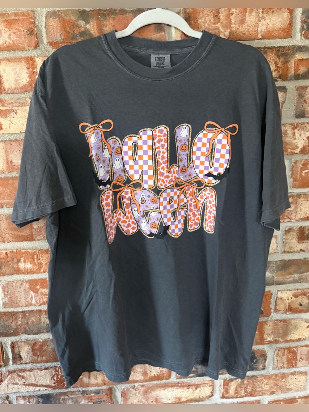 Comfort Colors Pepper Halloween Graphic Tee with Orange & Purple Accents